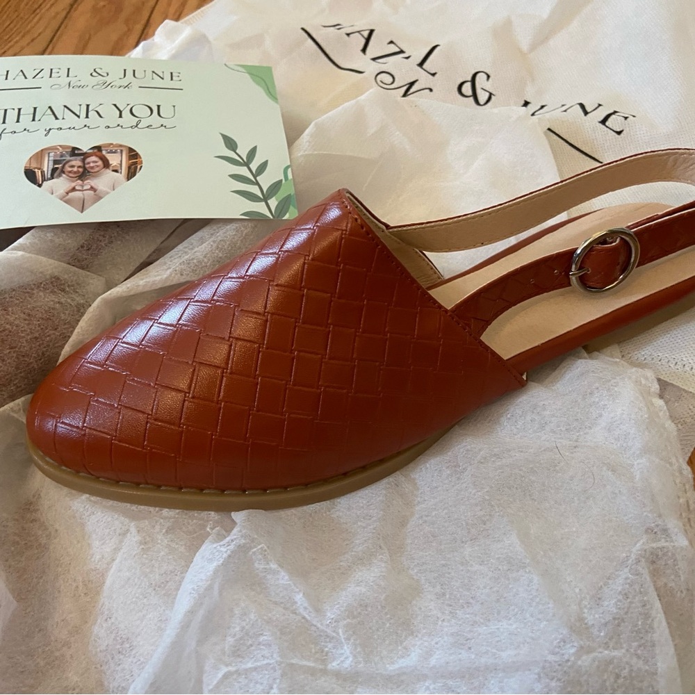 Hazel & June shoes new in bag Womens size 39 fits 8- 8.5 Slingback Flats Woven